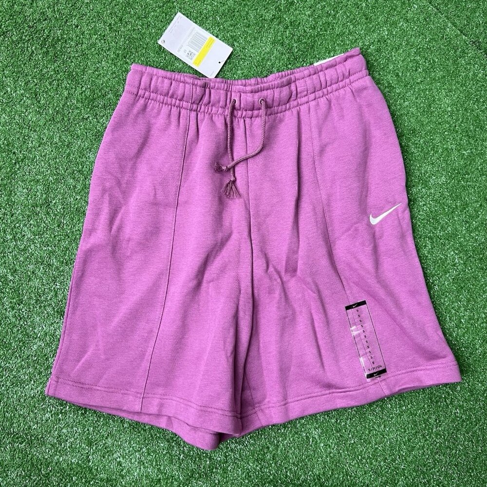 Nike Fleece Shorts Size Small Womens Purple NSW Essential Loose Fit High Rise
